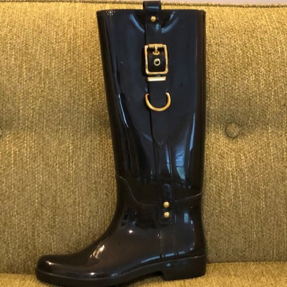 Coach Patent Leather Rain Boots - Picture 1 of 5